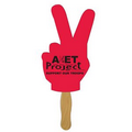 Digital Peace Sign Fast Fan w/ Wooden Handle & Front Imprint (1 Day)